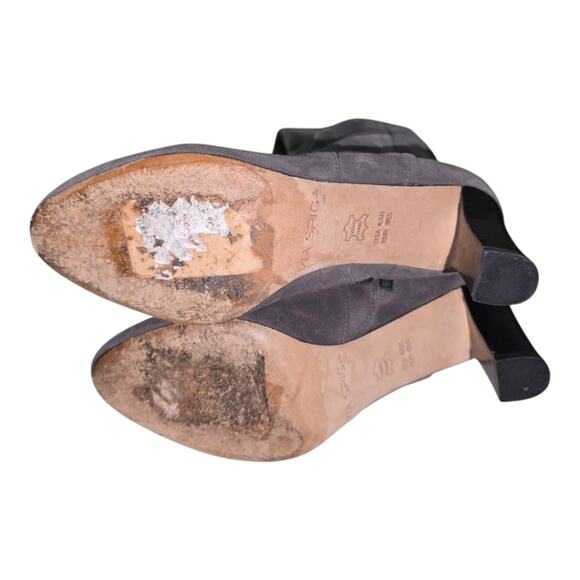 Via Spiga PArca GREY SUEDE KNEE HIGH HEELED BOOTS SIZE 6.5 - Picture 7 of 13